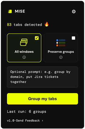 Mise popup with All Windows selected